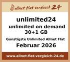 Siegel Günstigste Unlimited Allnet Flat - allnet-flat-vergleich-24.de